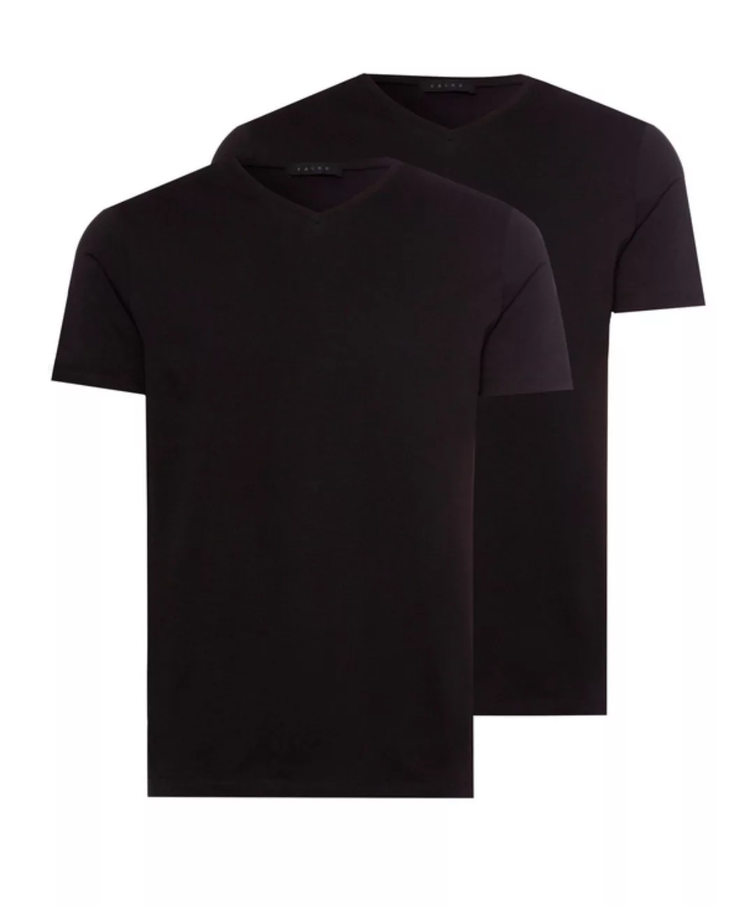 FALKE 2-Pack Herren T-Shirt V-Ausschnitt, L, Schwarz, Uni, Baumwolle, 11691 günstig online kaufen