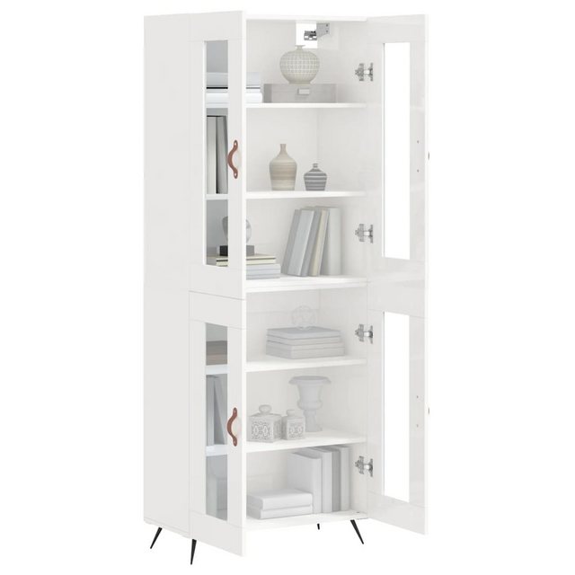 vidaXL Vitrine Highboard Hochglanz-Weiß 69,5x34x180 cm Spanplatte Glas Vitr günstig online kaufen