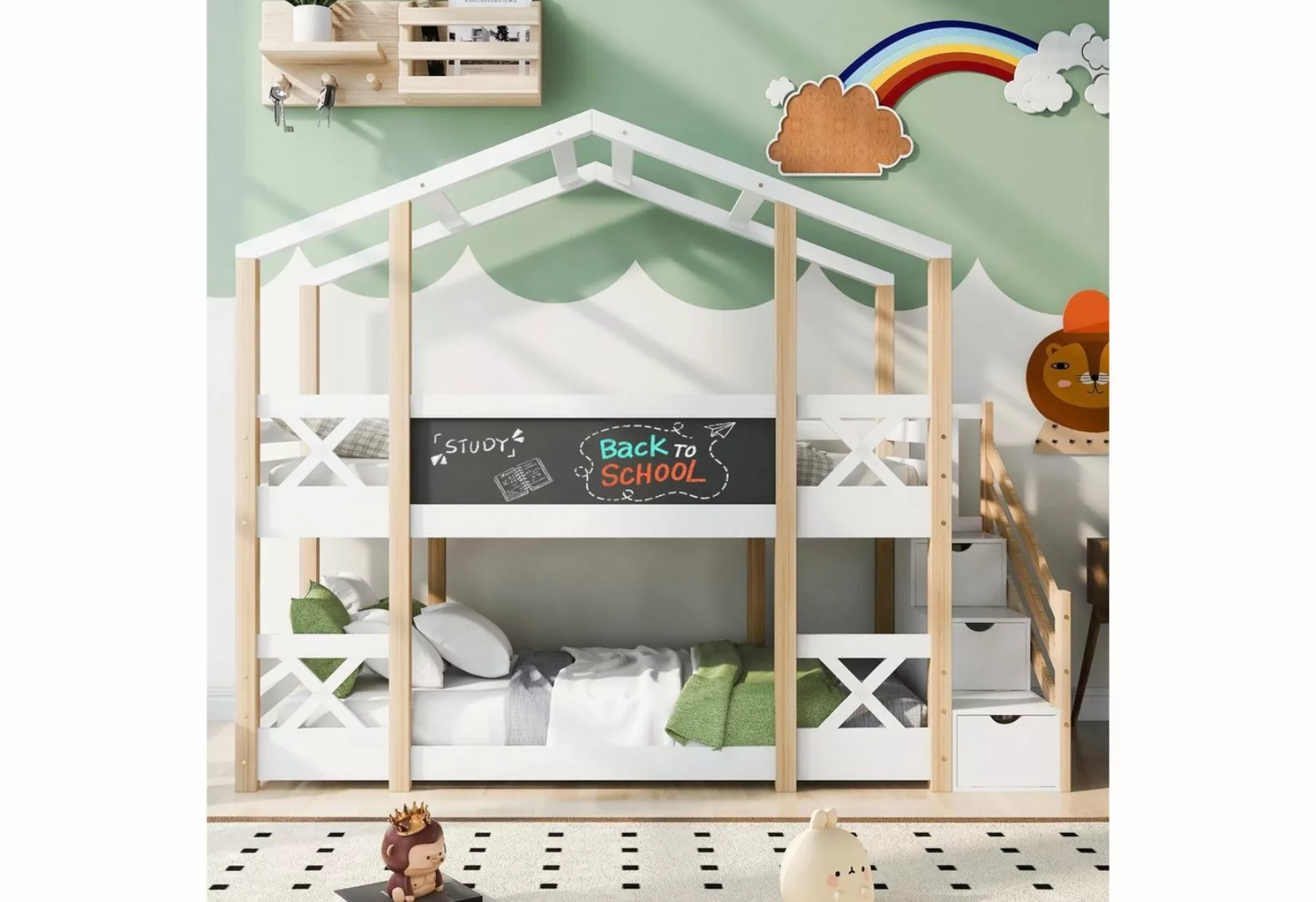 SOFTWEARY Etagenbett (Kinderbett mit 2 Schlafgelegenheiten, Lattenrost und günstig online kaufen