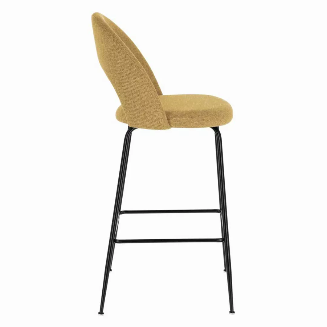 Bar Sitzhocker mit Rückenlehne Gelb Stoff (4er Set) günstig online kaufen