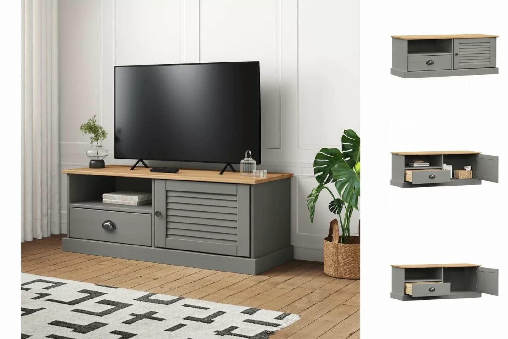 vidaXL TV-Schrank TV-Schrank VIGO Grau 106x40x40 cm Massivholz Kiefer günstig online kaufen