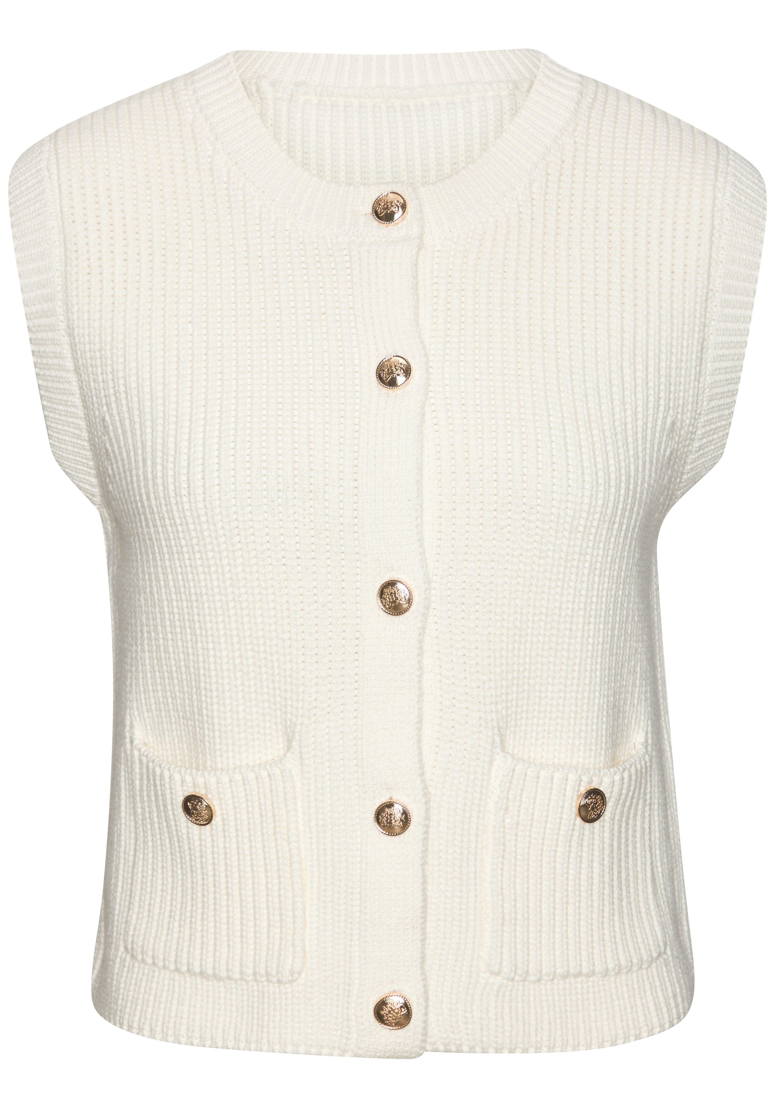 LASCANA Strickweste, mit Knopfleiste, ärmelloser Strickpullover, feminin, c günstig online kaufen