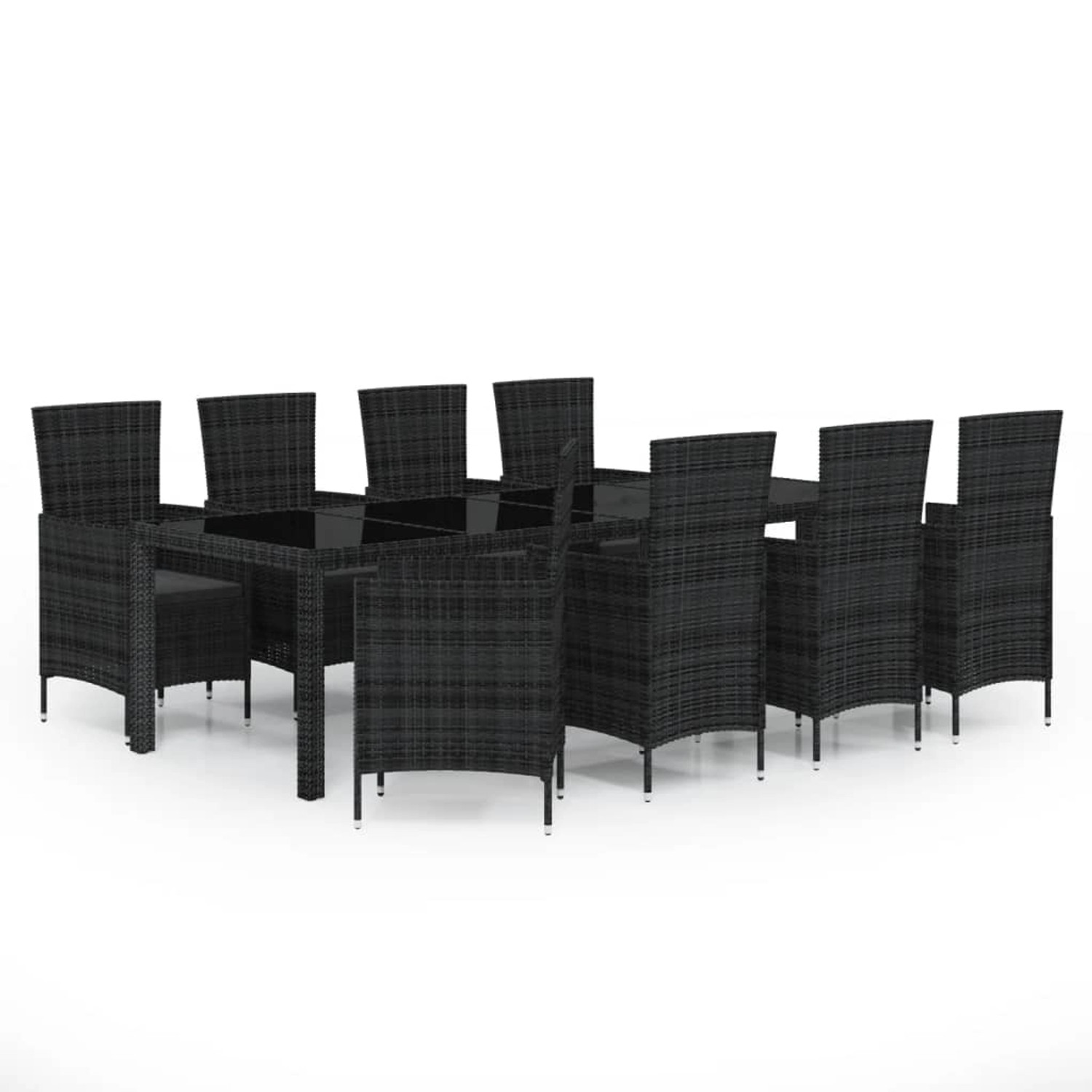 vidaXL 9-tlg Garten-Essgruppe mit Kissen Poly Rattan Schwarz Modell 8 günstig online kaufen