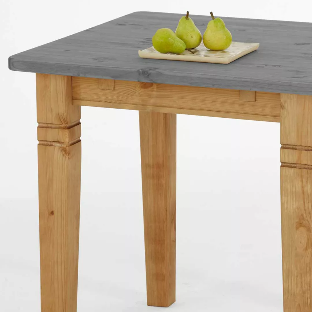 Landhaus Tisch in Grau Kiefer massiv geölt und lackiert günstig online kaufen