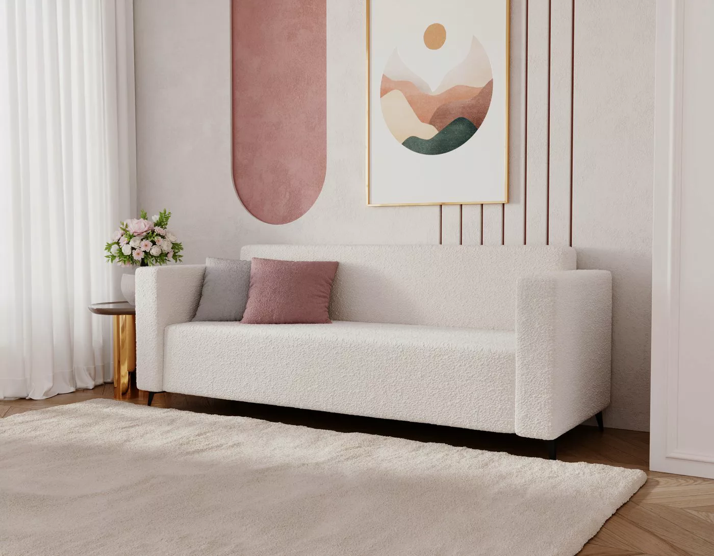 Compleo Sofa Boucle, 3-Sitzer Sofa, Sofa für das Wohnzimmer, kleines Wohnzi günstig online kaufen