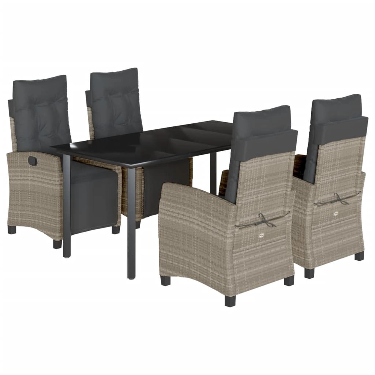 vidaXL 5-Tlg Garten-Essgruppe mit Kissen Hellgrau Poly Rattan 3213040 günstig online kaufen