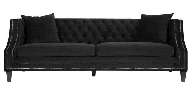 Xlmoebel Chesterfield-Sofa Luxus Schwarze Stoffcouch Dreisitzer Samt Polste günstig online kaufen