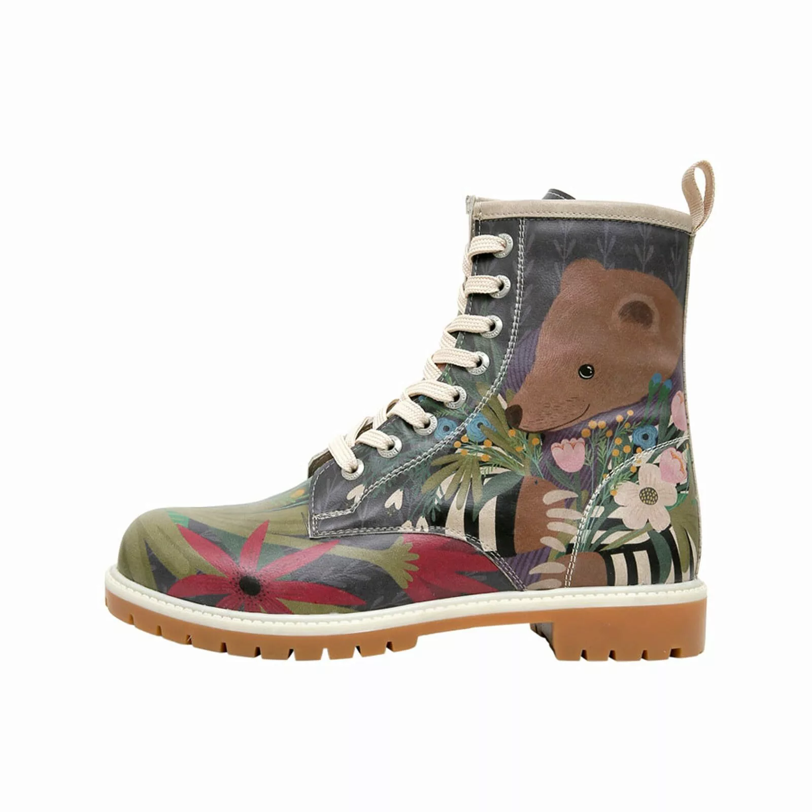 DOGO Schnürboots "Damen Boots Bear And Flowers Vegan Damen Boots / Female", günstig online kaufen