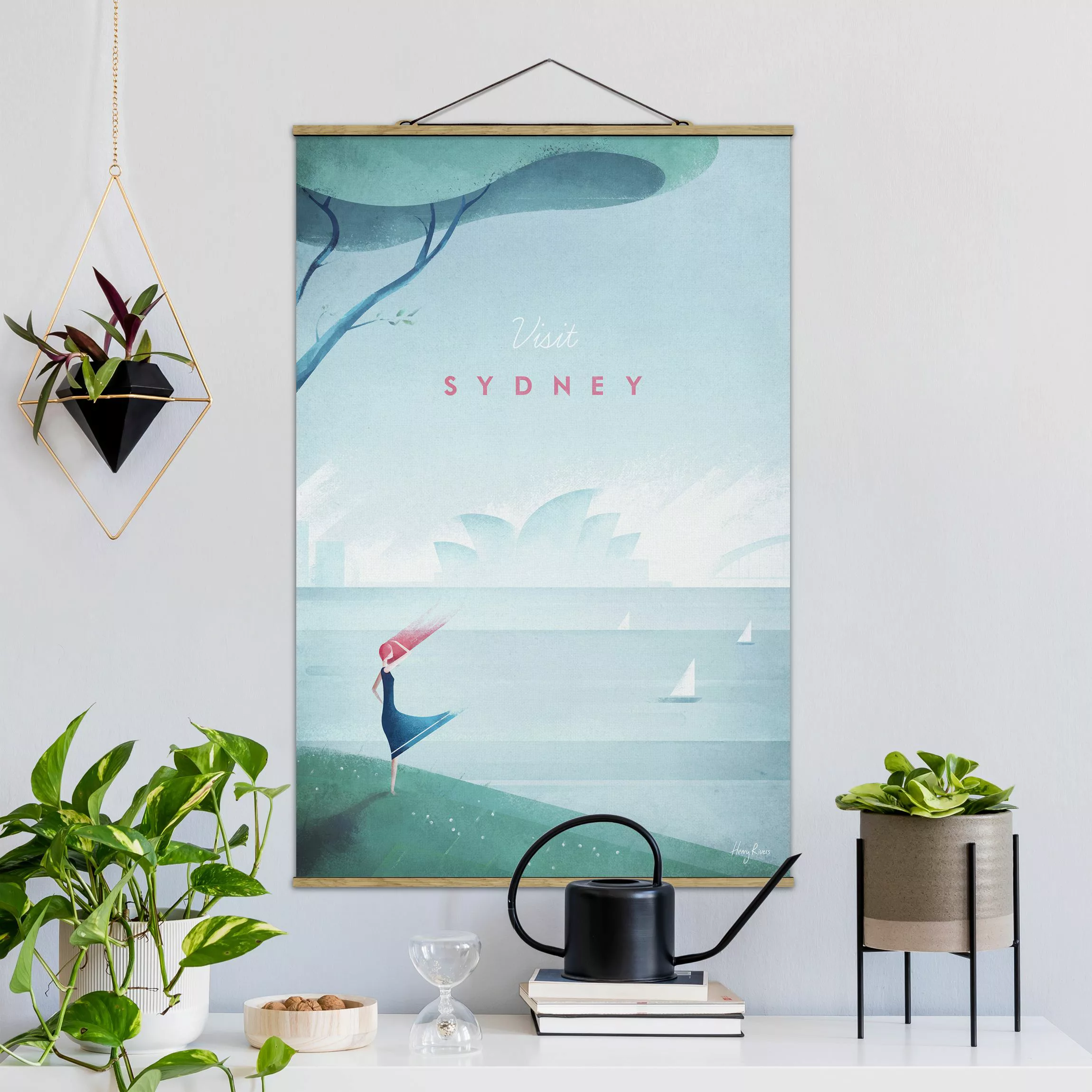Stoffbild mit Posterleisten - Hochformat Reiseposter - Sidney günstig online kaufen