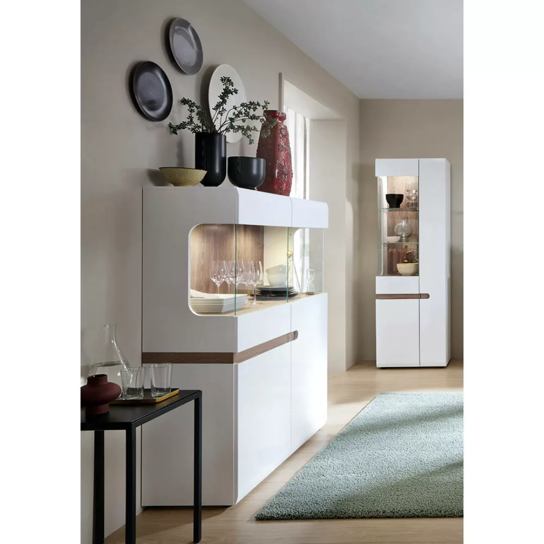 Modernes 4-teiliges Wohnmöbel Set mit Beleuchtung, grifflos, LEGNICA-129, i günstig online kaufen