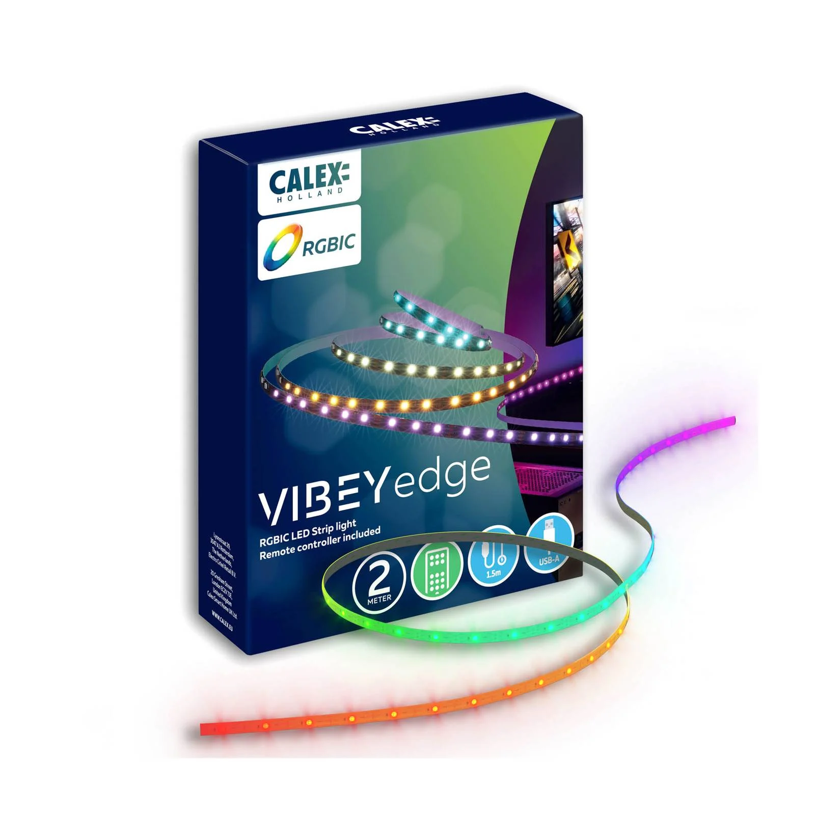 Calex LED-Strip Vibey, Länge 2 m, USB, Remote, RGBIC, CCT günstig online kaufen