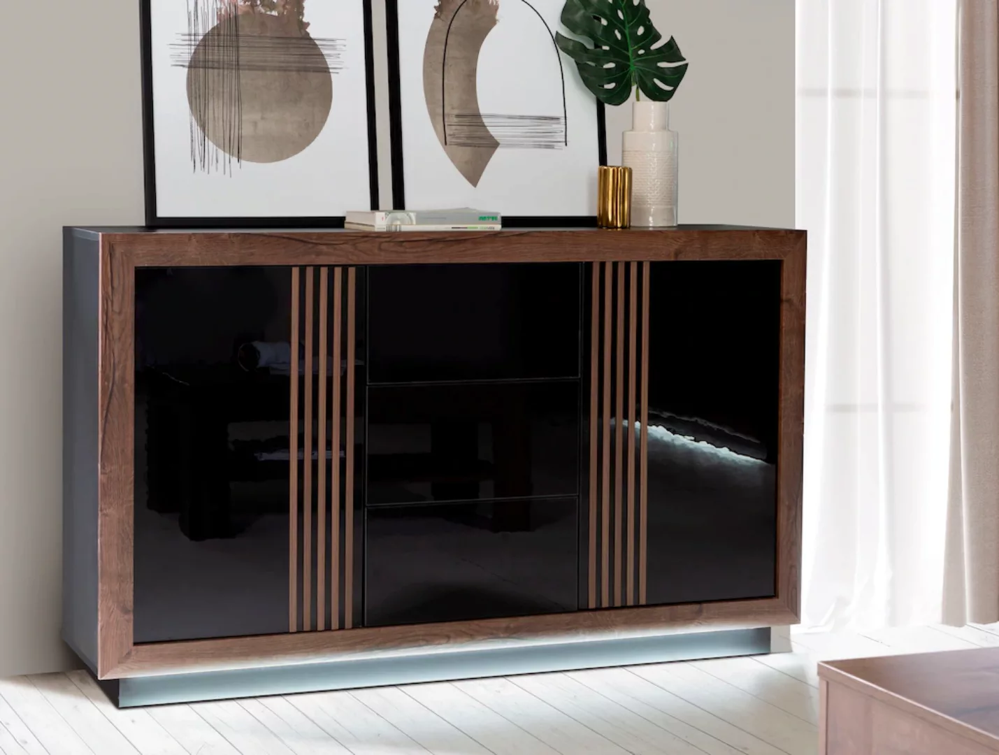 FORTE Sideboard "Savona", Breite 162 cm, inkl. Sockelbeleuchtung günstig online kaufen