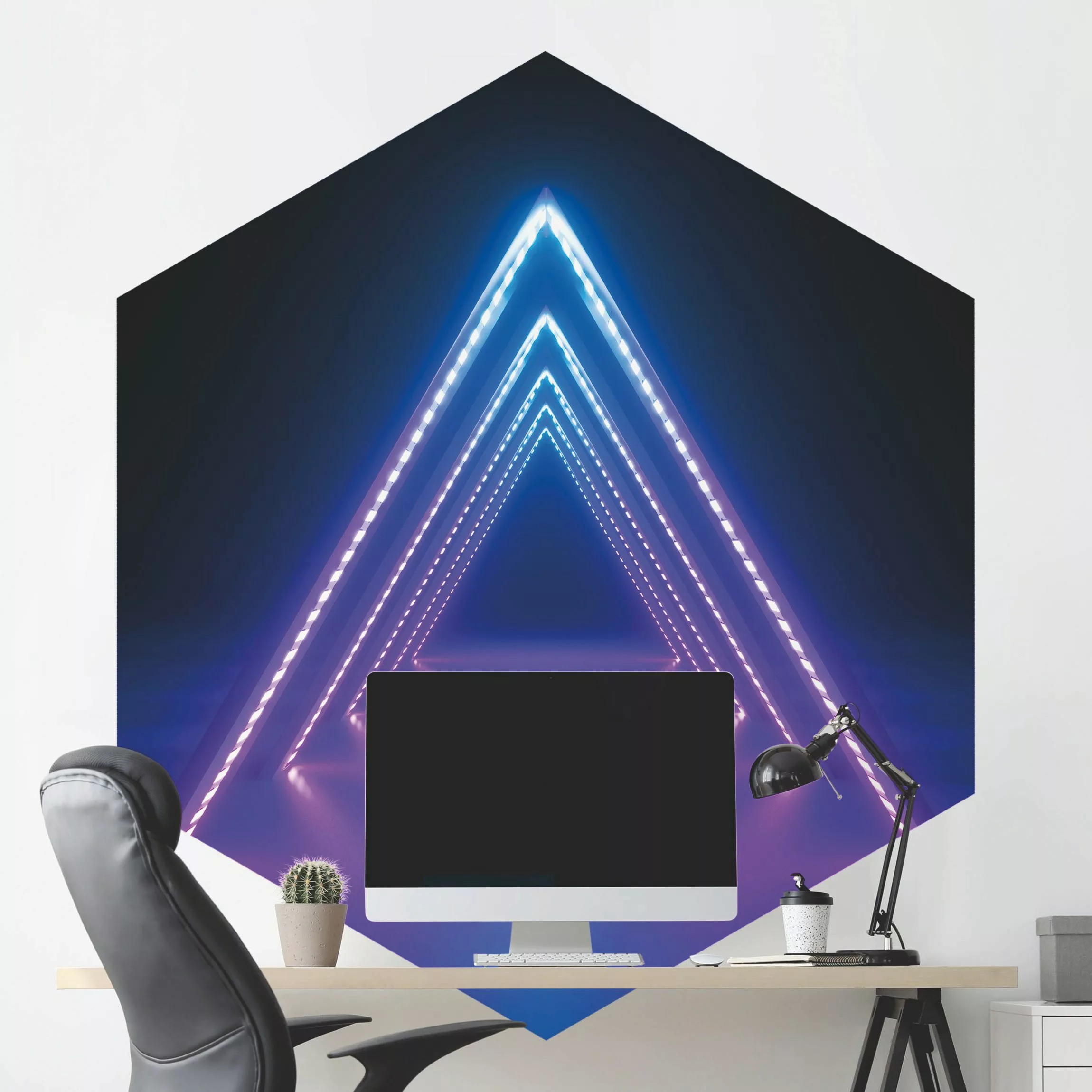 Hexagon Mustertapete selbstklebend Neon Dreieck günstig online kaufen