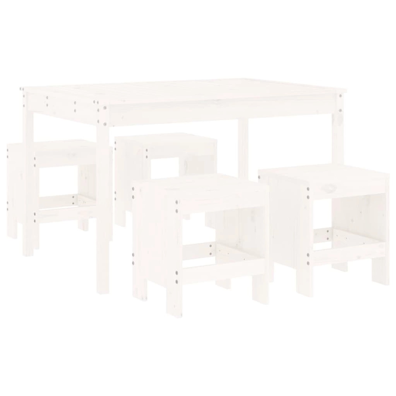 vidaXL 5-Tlg Garten-Essgruppe Weiß Massivholz Kiefer 3157716 günstig online kaufen