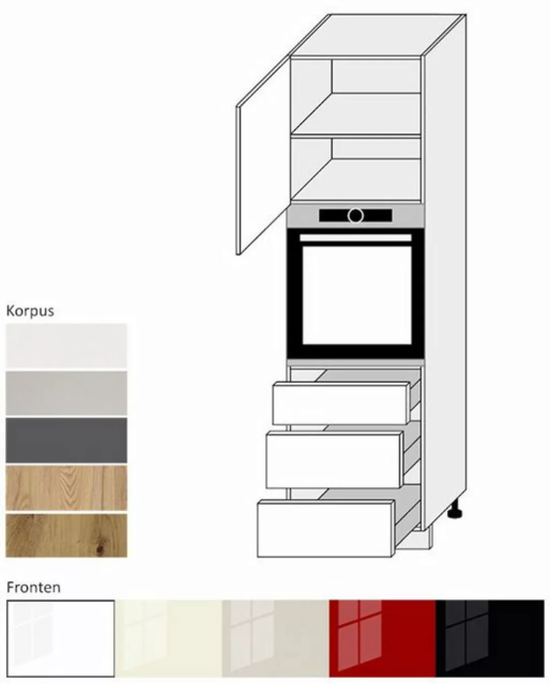 Feldmann-Wohnen Backofenumbauschrank Platinium (1-St) 60cm Front- & Korpusf günstig online kaufen