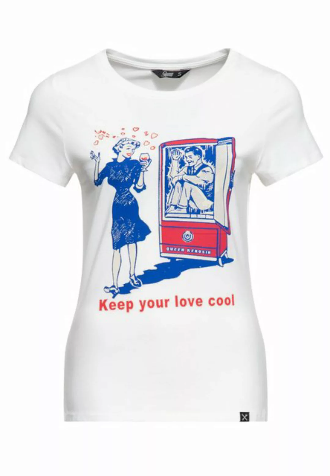 QueenKerosin Print-Shirt Keep Your Love Cool (1-tlg) mit 50s Style Comic Ar günstig online kaufen
