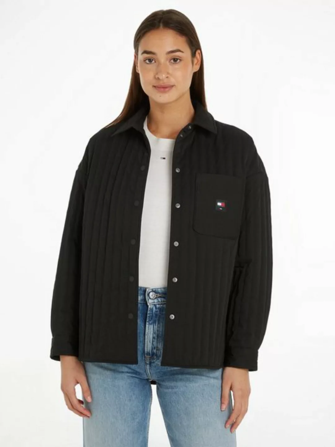 Tommy Jeans Blusentop TJW QUILTED OVERSHIRT mit Logopatch günstig online kaufen