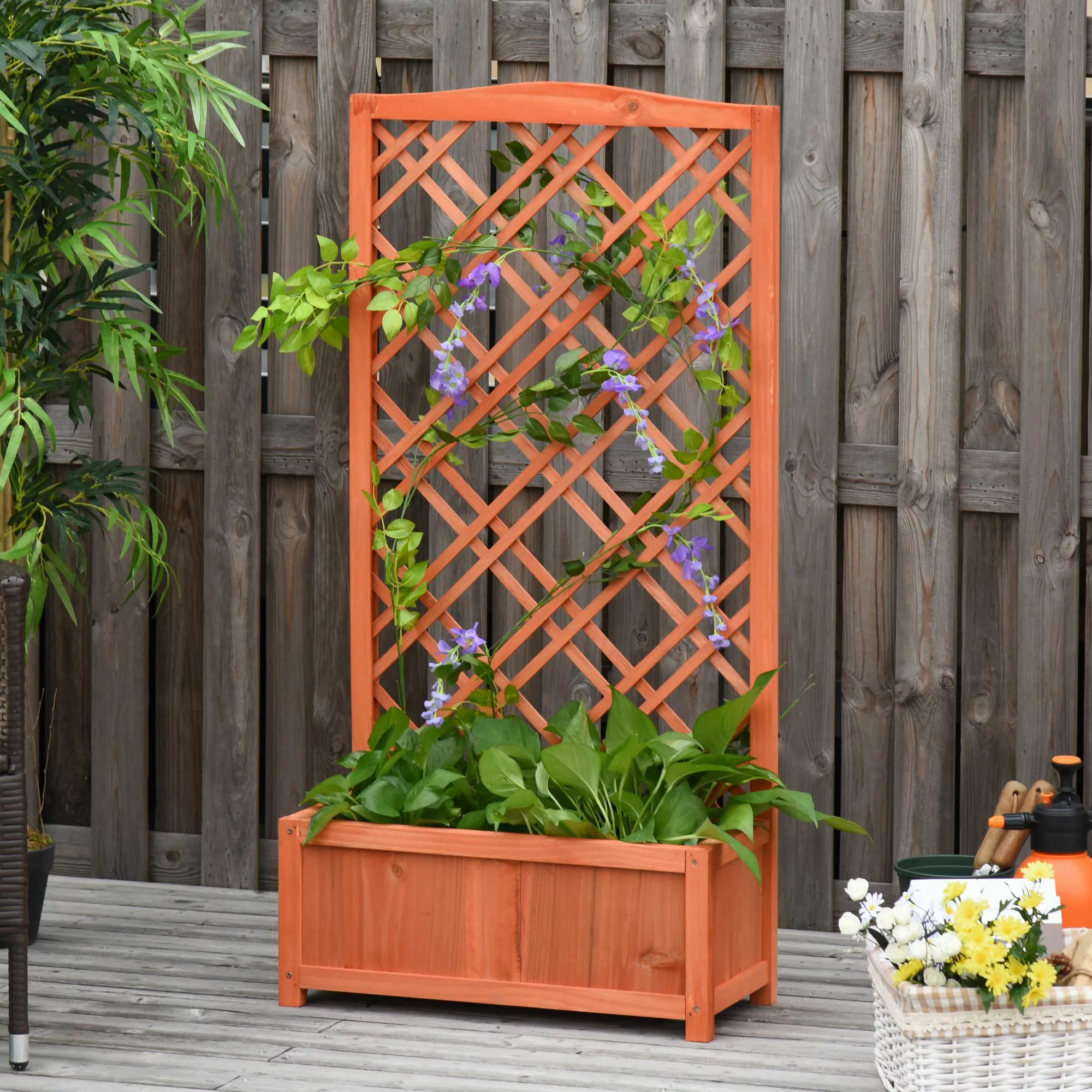 Outsunny Hochbeet Blumenständer, Blumenkasten mit Rankhilfe günstig online kaufen