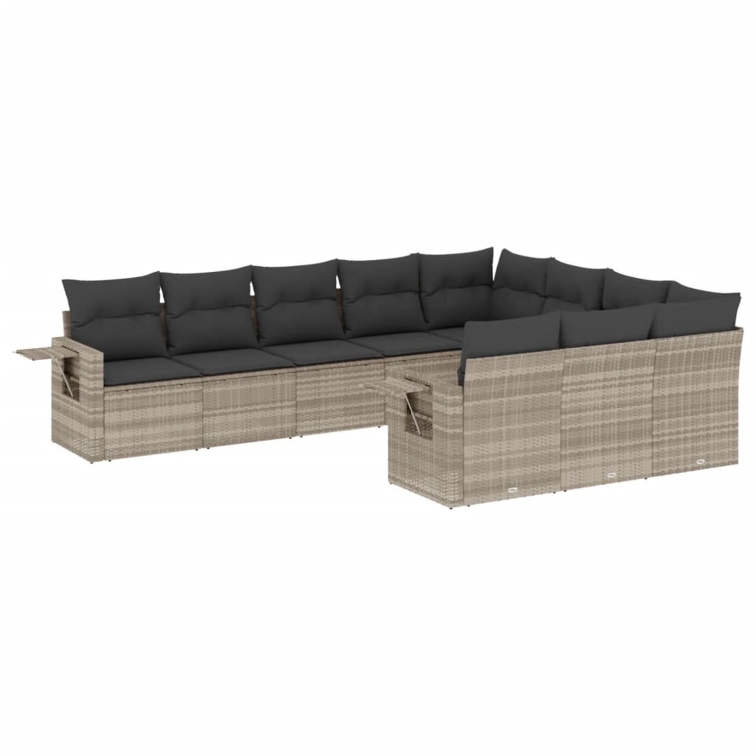 vidaXL 10-Tlg Garten-Sofagarnitur mit Kissen Hellgrau Poly Rattan 3253029 günstig online kaufen