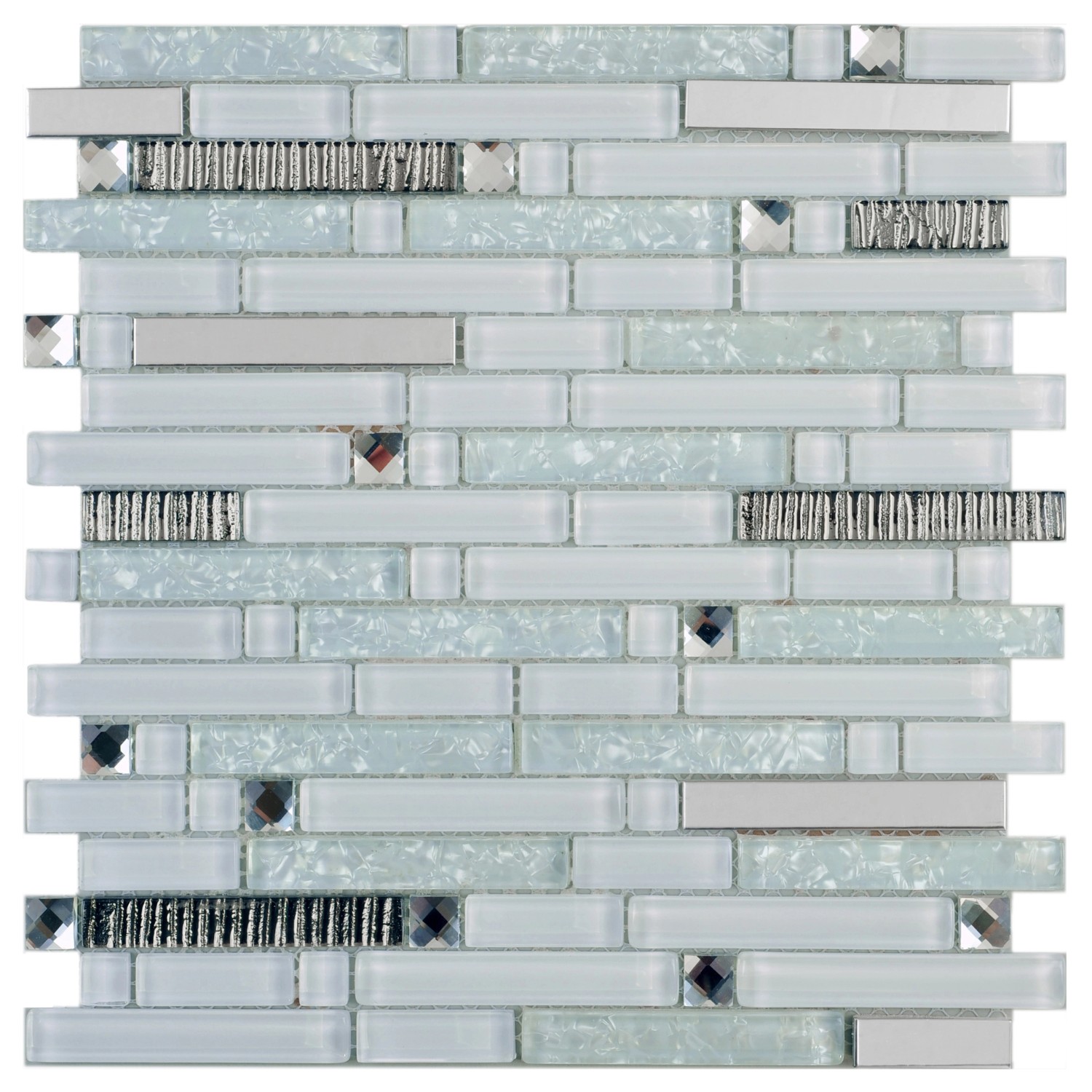 Mosaik Glas & Stein Crystal Silver Brick 30 cm x 30 cm günstig online kaufen