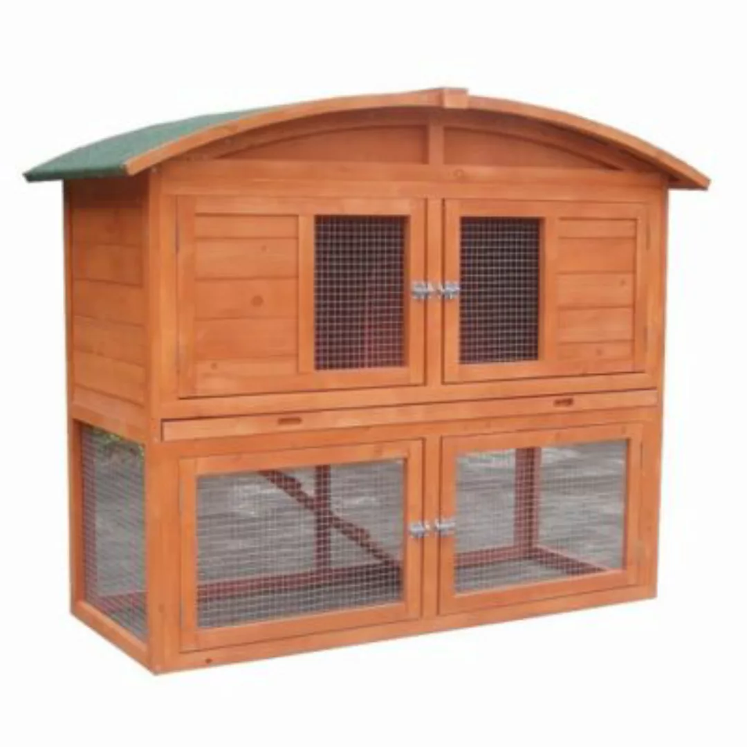 Mucola Kaninchenstall Hasenstall mit Runddach aus Holz braun günstig online kaufen