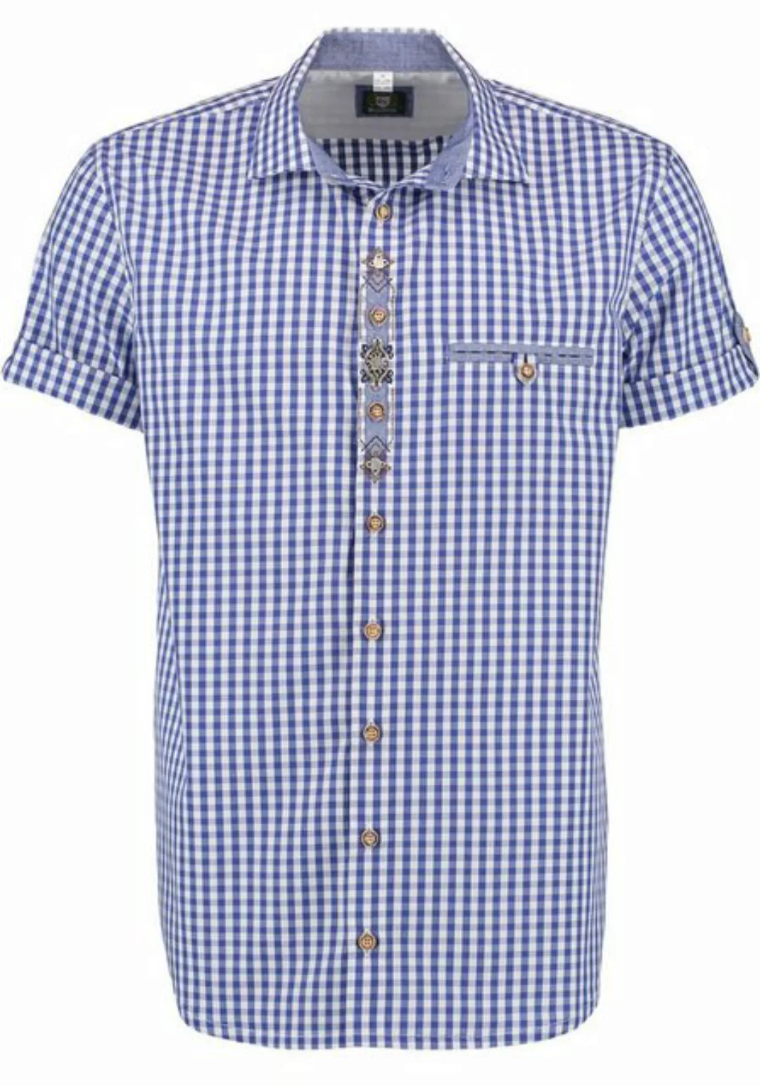 OS-Trachten Trachtenhemd Prewip Herren Kurzarmhemd mit Paspeltasche günstig online kaufen