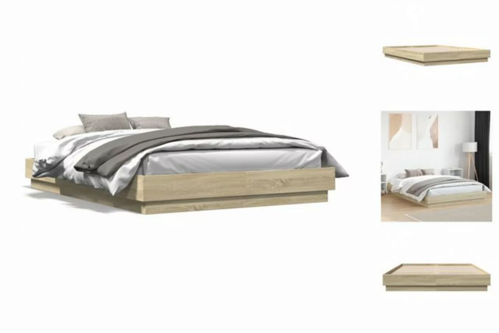 vidaXL Bettgestell Bettgestell Sonoma-Eiche 160x200 cm Spanplatte Bett Bett günstig online kaufen