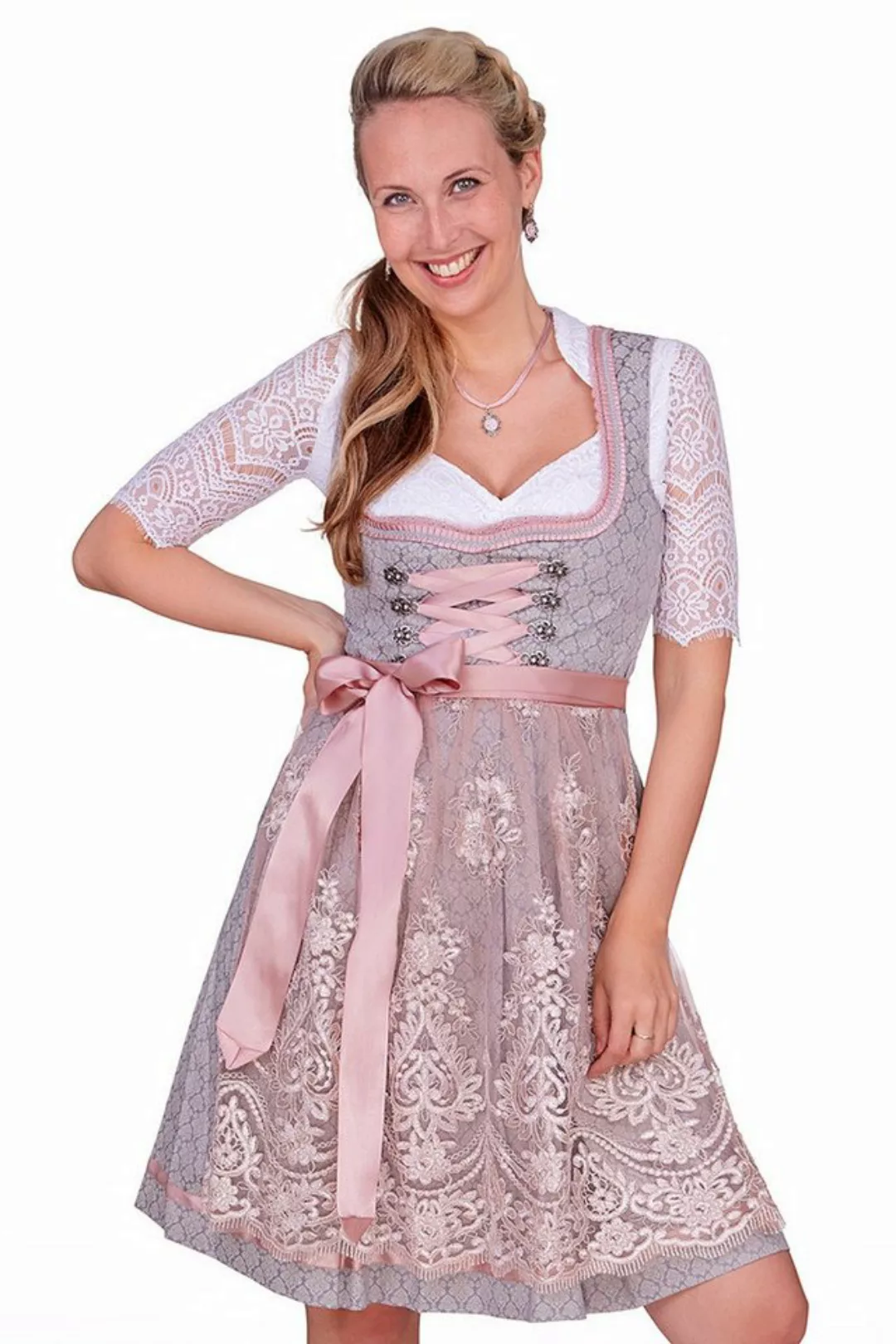 Alpenwahnsinn Dirndl Midi Dirndl 2tlg. - LANEA - grau günstig online kaufen