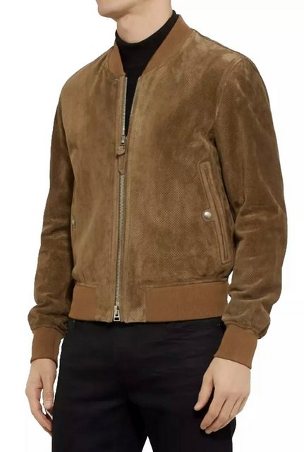 Tom Ford Lederjacke Perforierter Bomber Jacke Blouson Gerippter Saum, Druck günstig online kaufen