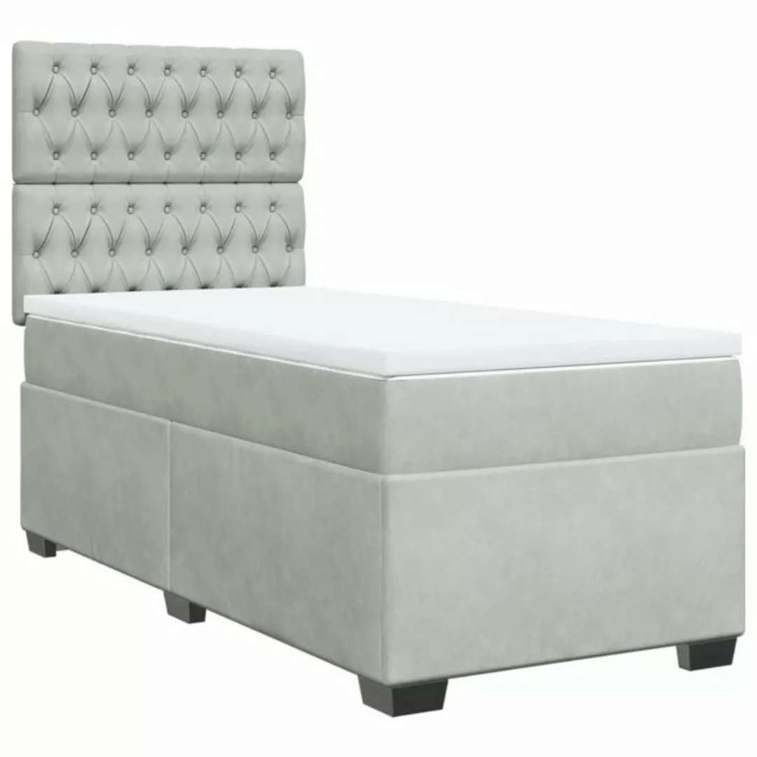 vidaXL Bett Boxspringbett mit Matratze Hellgrau 90x200 cm Samt günstig online kaufen