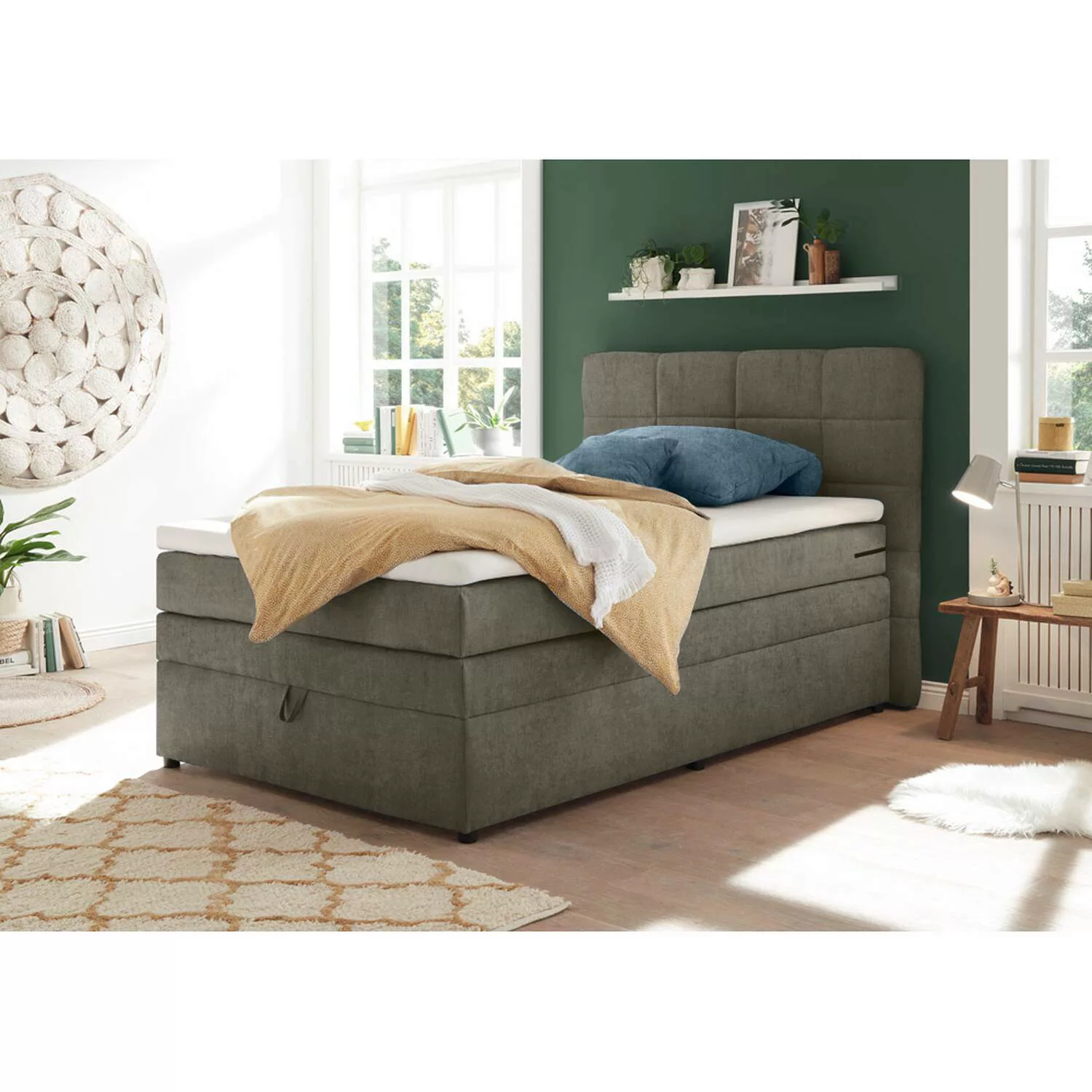 Lomadox Boxspringbett TEREZIN-09, Jugendbett, 140x200, mit Bettkasten, Härt günstig online kaufen