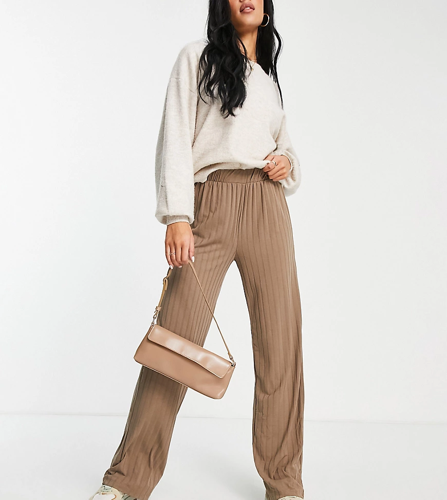 Vero Moda Tall – Gerippte Hose mit weitem Bein in Mokka, Kombiteil-Braun günstig online kaufen