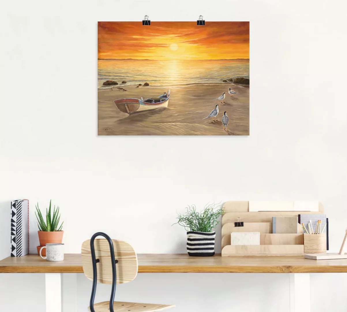 Artland Wandbild "Möwen", Sonnenaufgang & -untergang, (1 St.), als Alubild, günstig online kaufen