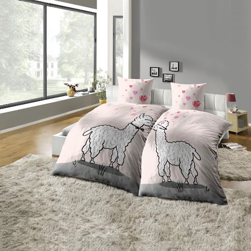 KiNZLER Bettwäsche "Lama", Microfaser, 4 teilig, günstig online kaufen