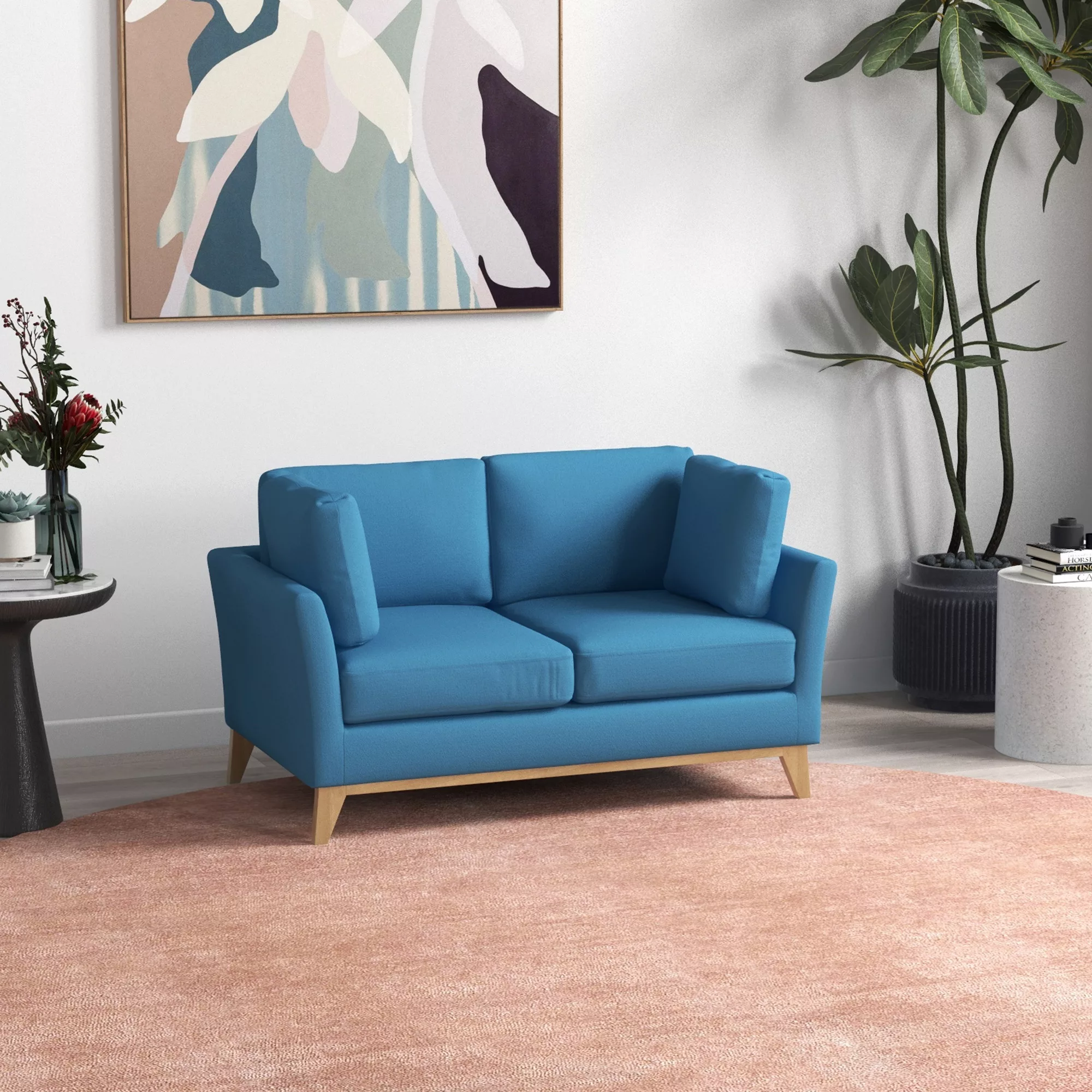 HOMCOM 2-Sitzer Sofa Doppelsofa in Leinenoptik, Zweisitzer mit Kissen, Love günstig online kaufen