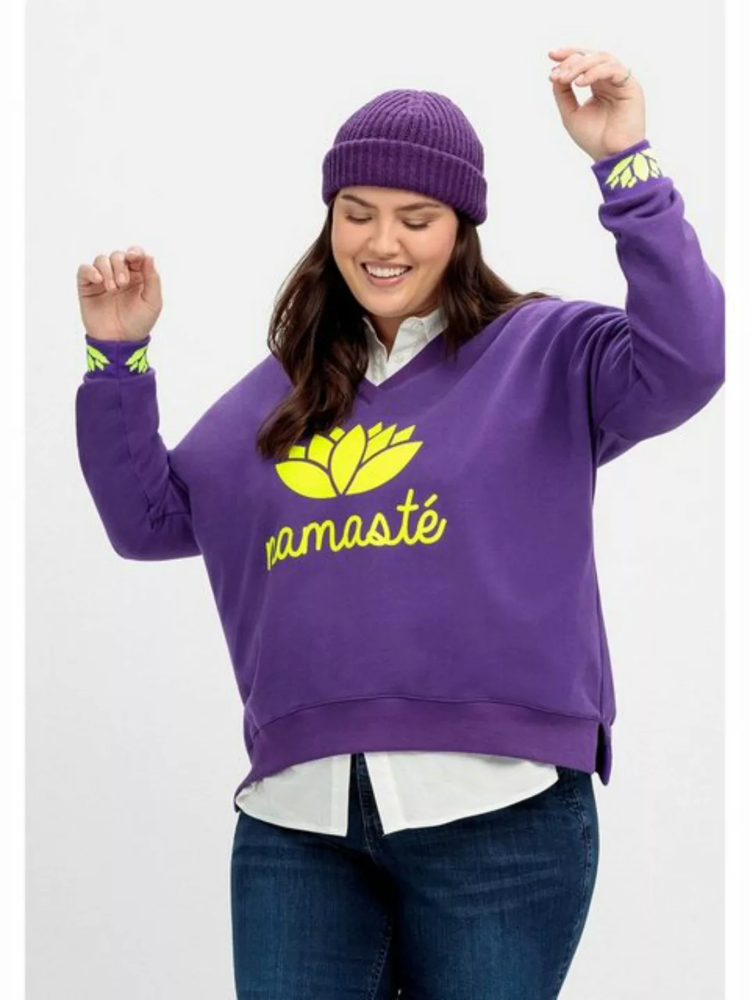Sheego Sweatshirt "Große Größen", mit Yogablüten-Druck günstig online kaufen