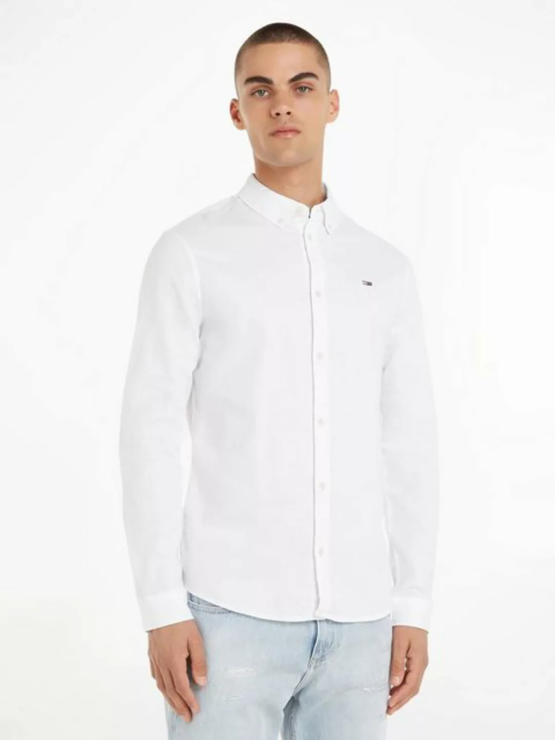 Tommy Jeans Langarmhemd "TJM Slim Stretch Oxford Shirt", mit Flaglabel auf günstig online kaufen