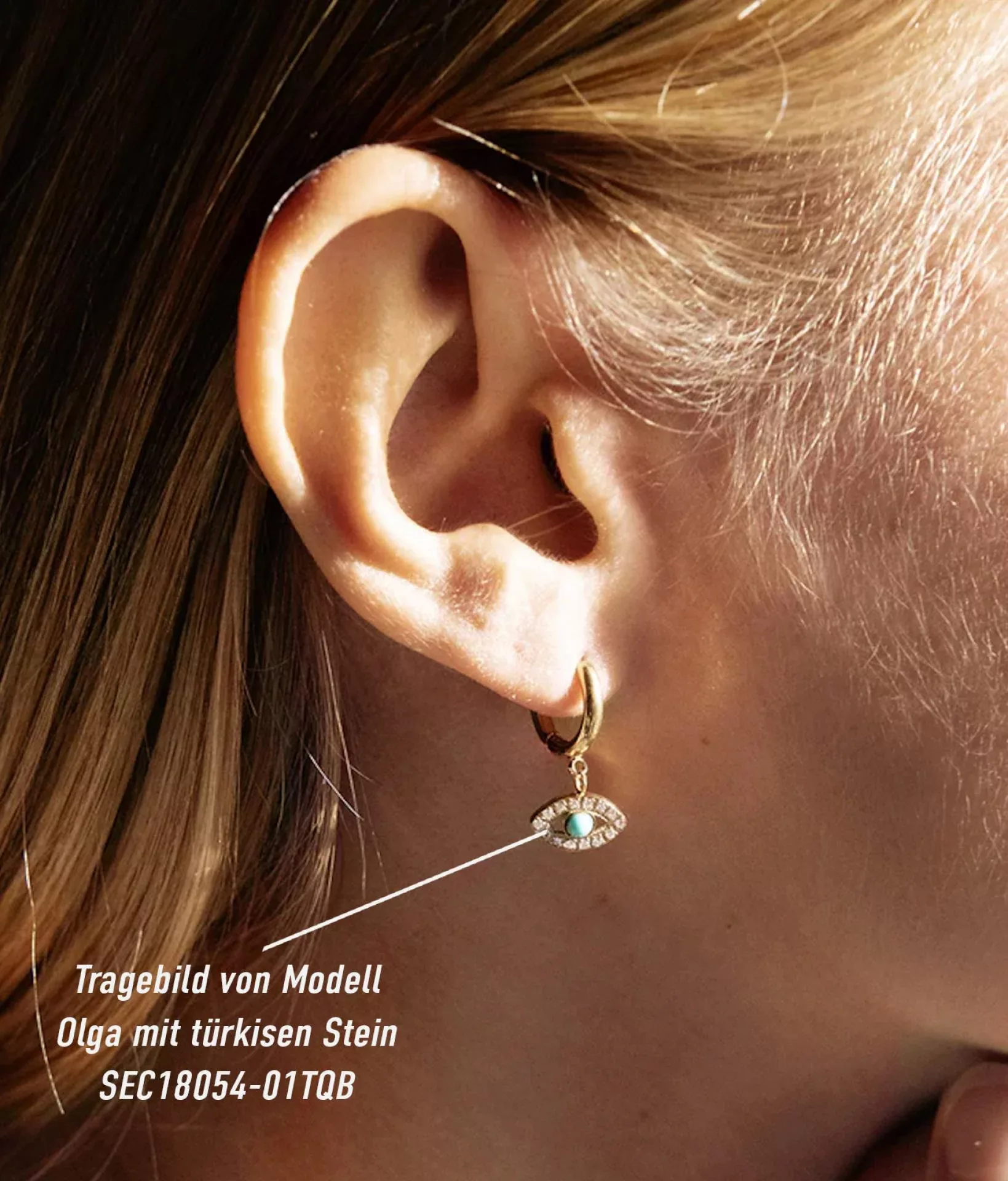 Zag Bijoux kleine Ohrringe Olga Auge Anhänger mit Steinen gold günstig online kaufen