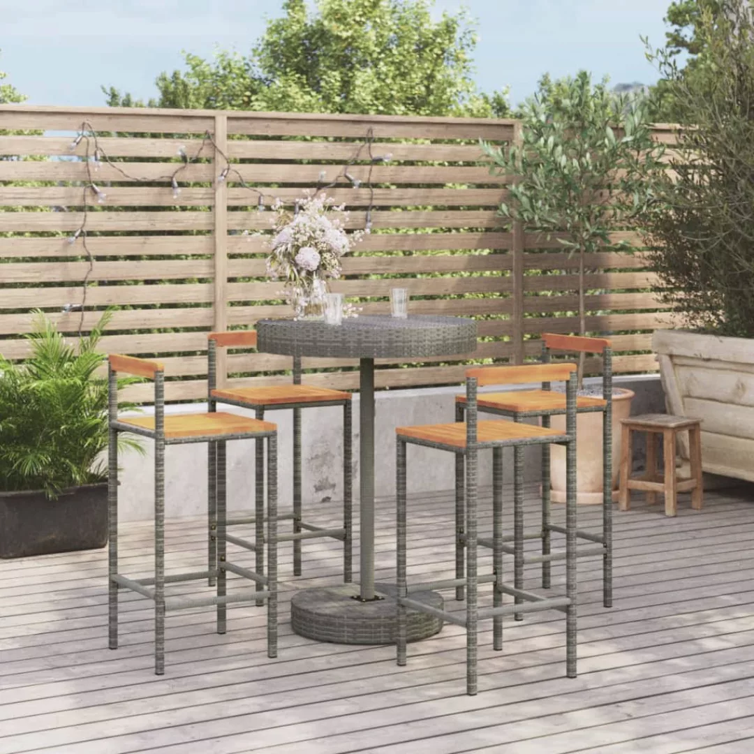 Vidaxl 5-tlg. Gartenbar-set Grau Poly Rattan & Massivholz Akazie günstig online kaufen