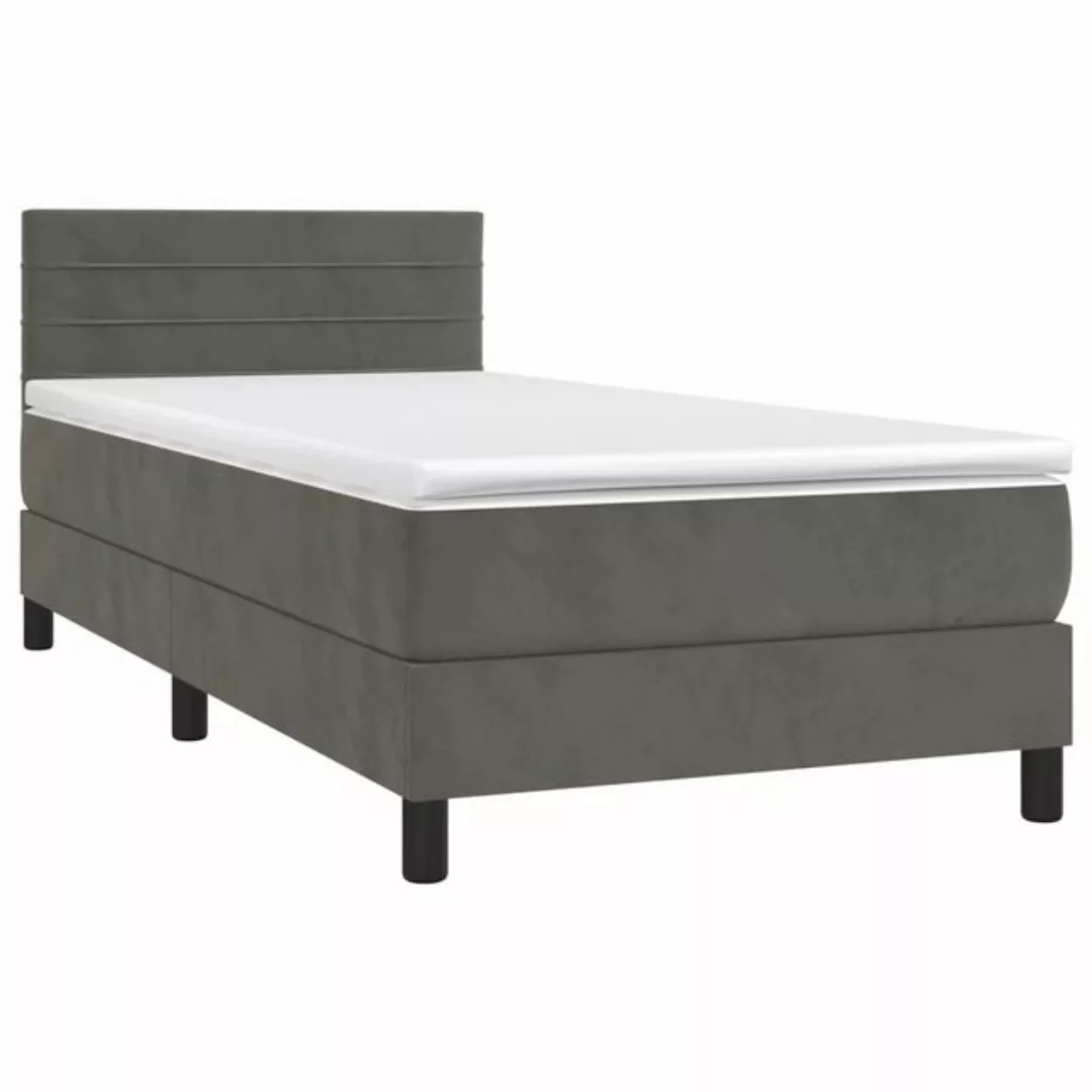 Vidaxl Boxspringbett Mit Matratze & Led Dunkelgrau 80x200 Cm Samt günstig online kaufen