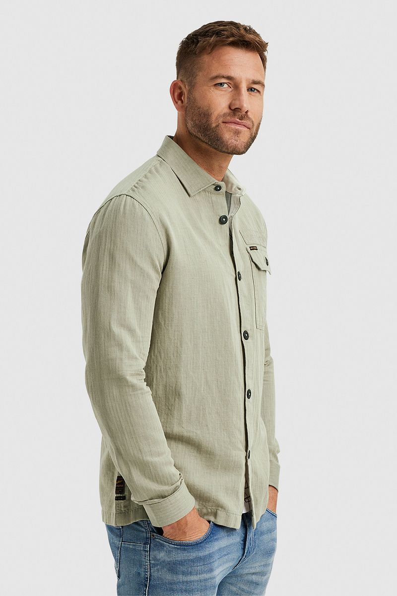 PME Legend Overshirt Leinen Khaki - Größe L günstig online kaufen