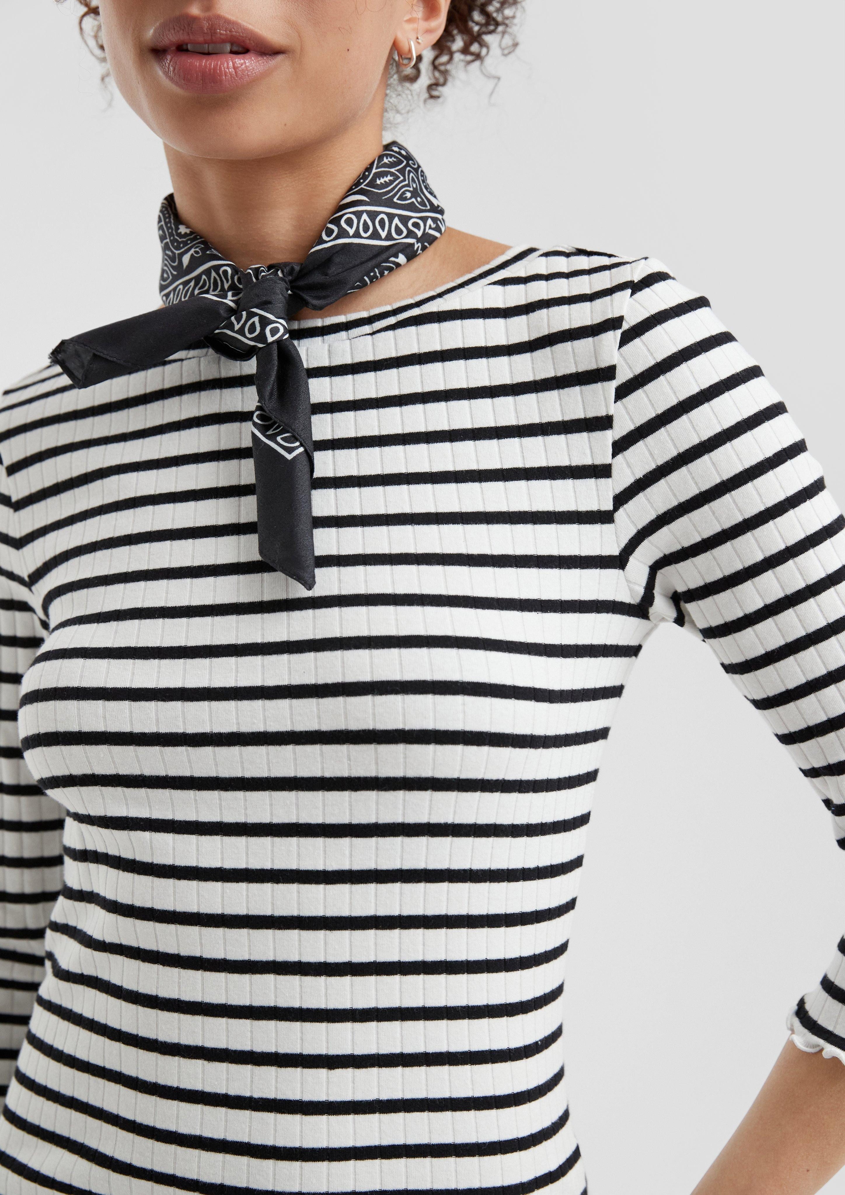 QS 3/4-Arm-Shirt Ringelshirt mit Rippstruktur und günstig online kaufen