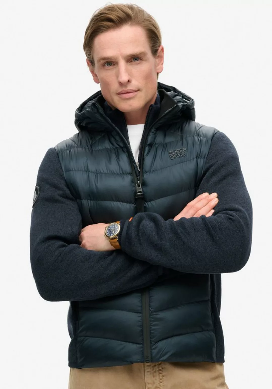 Superdry Steppjacke Hooded Knit Storm Hybrid Jkt günstig online kaufen