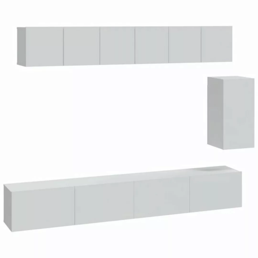 vidaXL TV-Schrank 6-tlg. TV-Schrank-Set Weiß Holzwerkstoff (6-St) günstig online kaufen