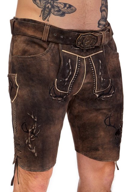 Spieth & Wensky Trachtenlederhose Lederhose Herren kurz - NASH - marone günstig online kaufen