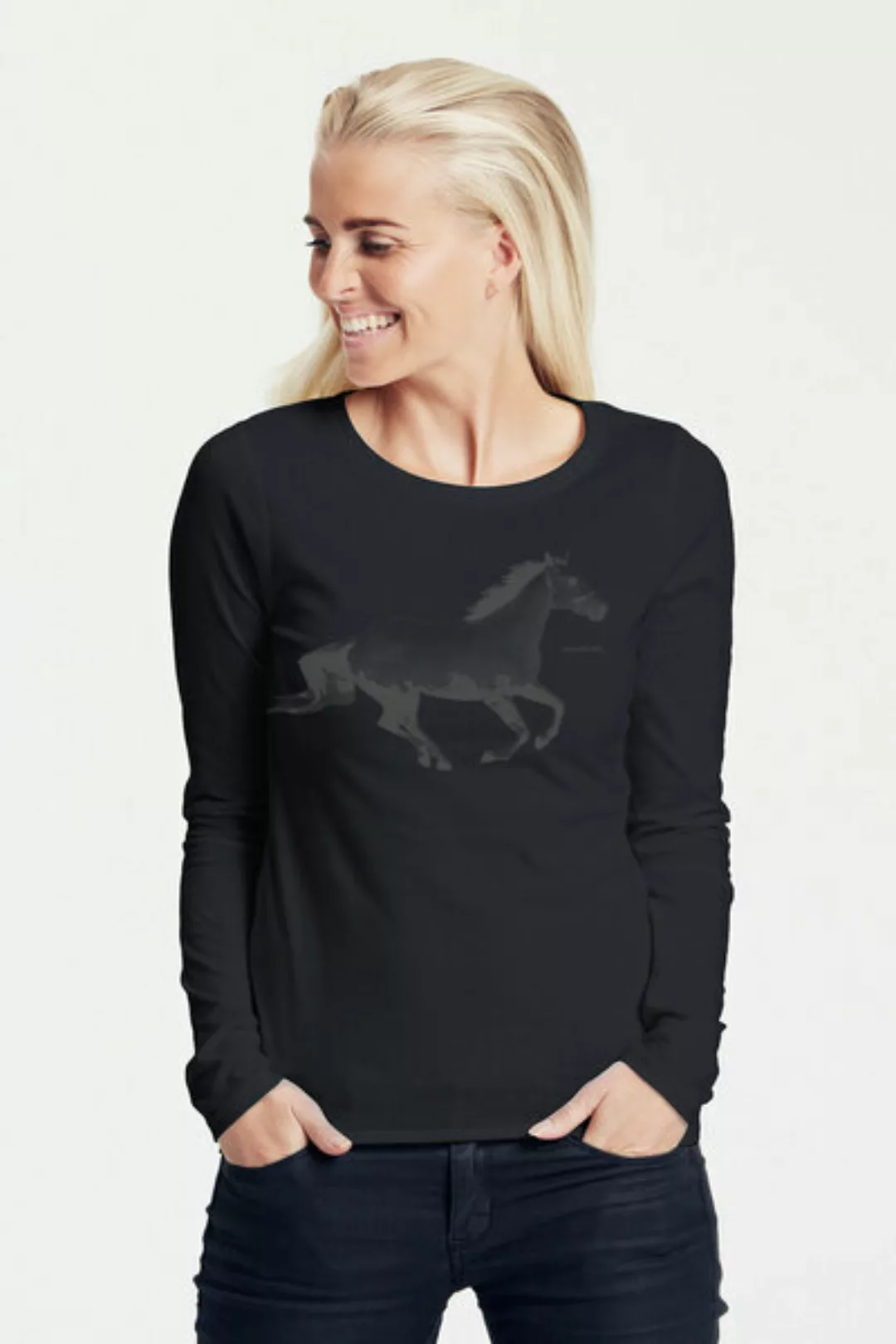 Bio-damen-langarmshirt Horsepower günstig online kaufen