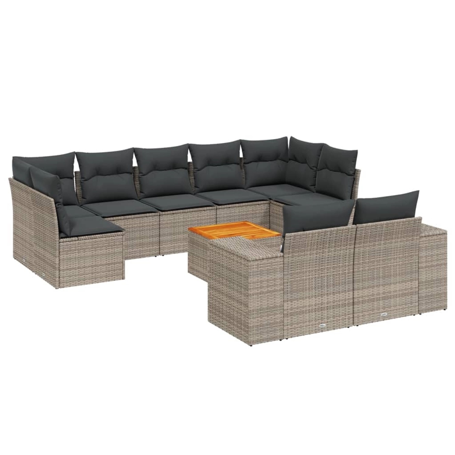 vidaXL 10-tlg Garten-Sofagarnitur mit Kissen Grau Poly Rattan Modell 66 günstig online kaufen