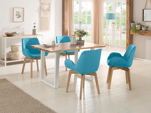 Home affaire Esstisch "Melody", Akazienholz, mit Metallfußgestell Breite 14 günstig online kaufen