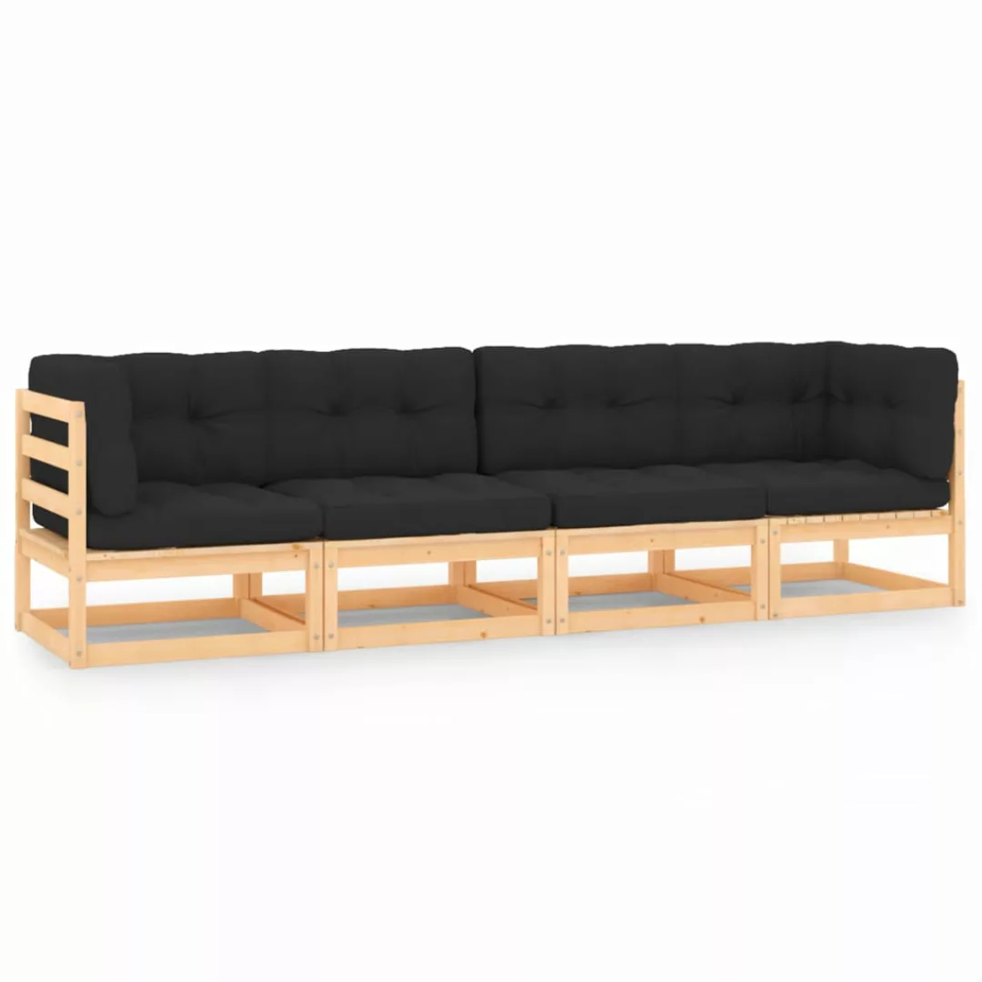 4-tlg. Garten-lounge-set Mit Kissen Massivholz Kiefer günstig online kaufen