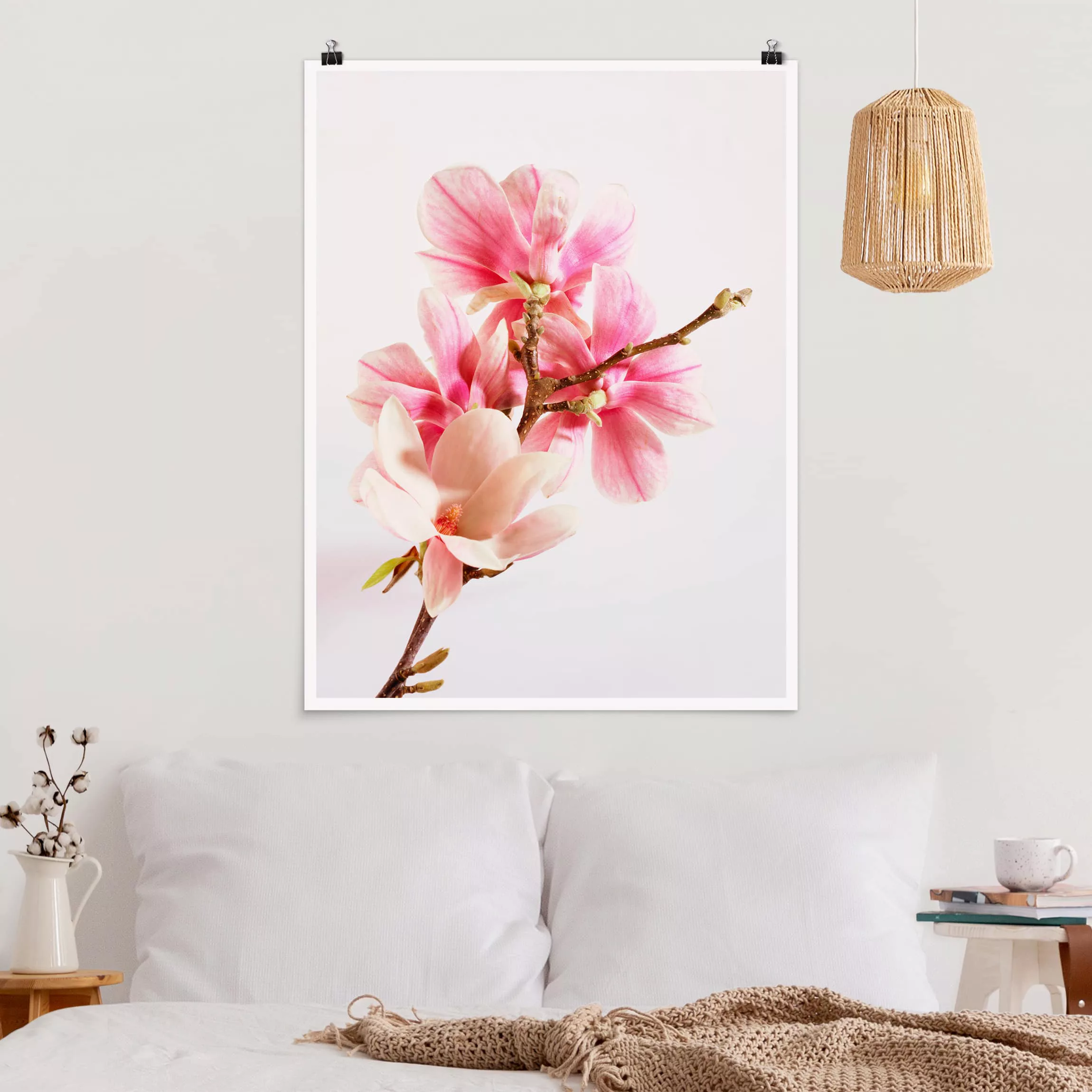 Poster Blumen - Hochformat Magnolienblüten günstig online kaufen